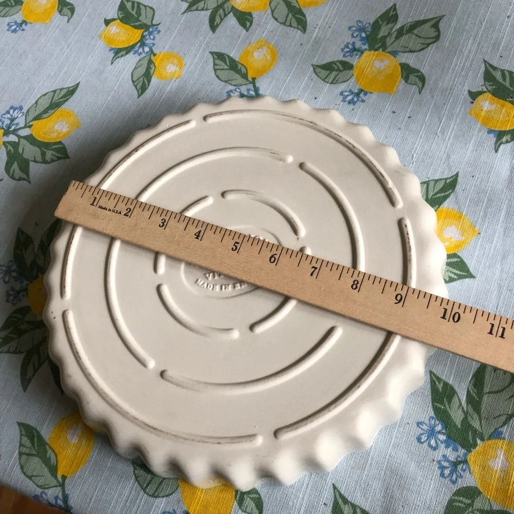 Portmeirion Cream Ceramic Plate with Embossed Backstamp